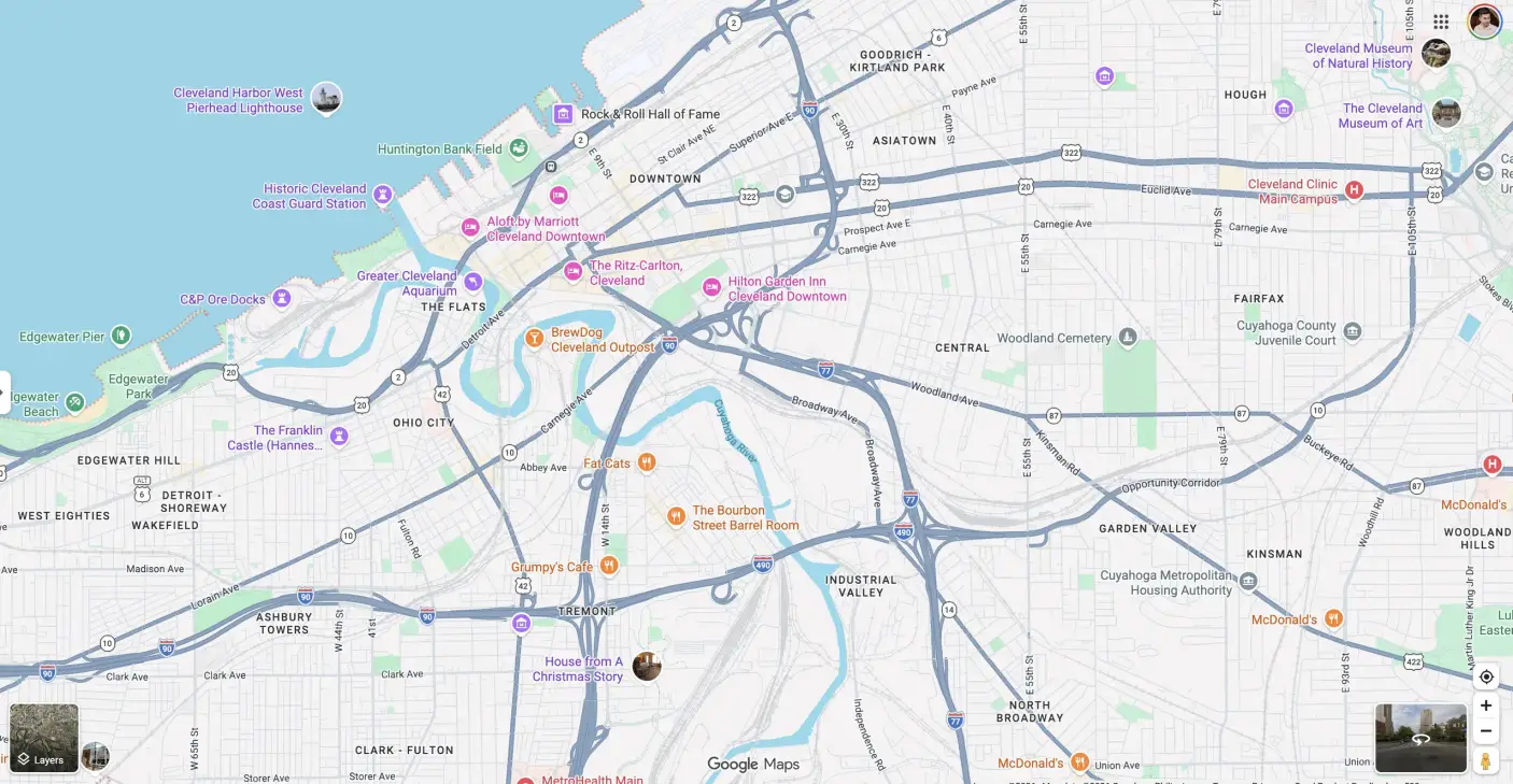Map of the Cleveland service area