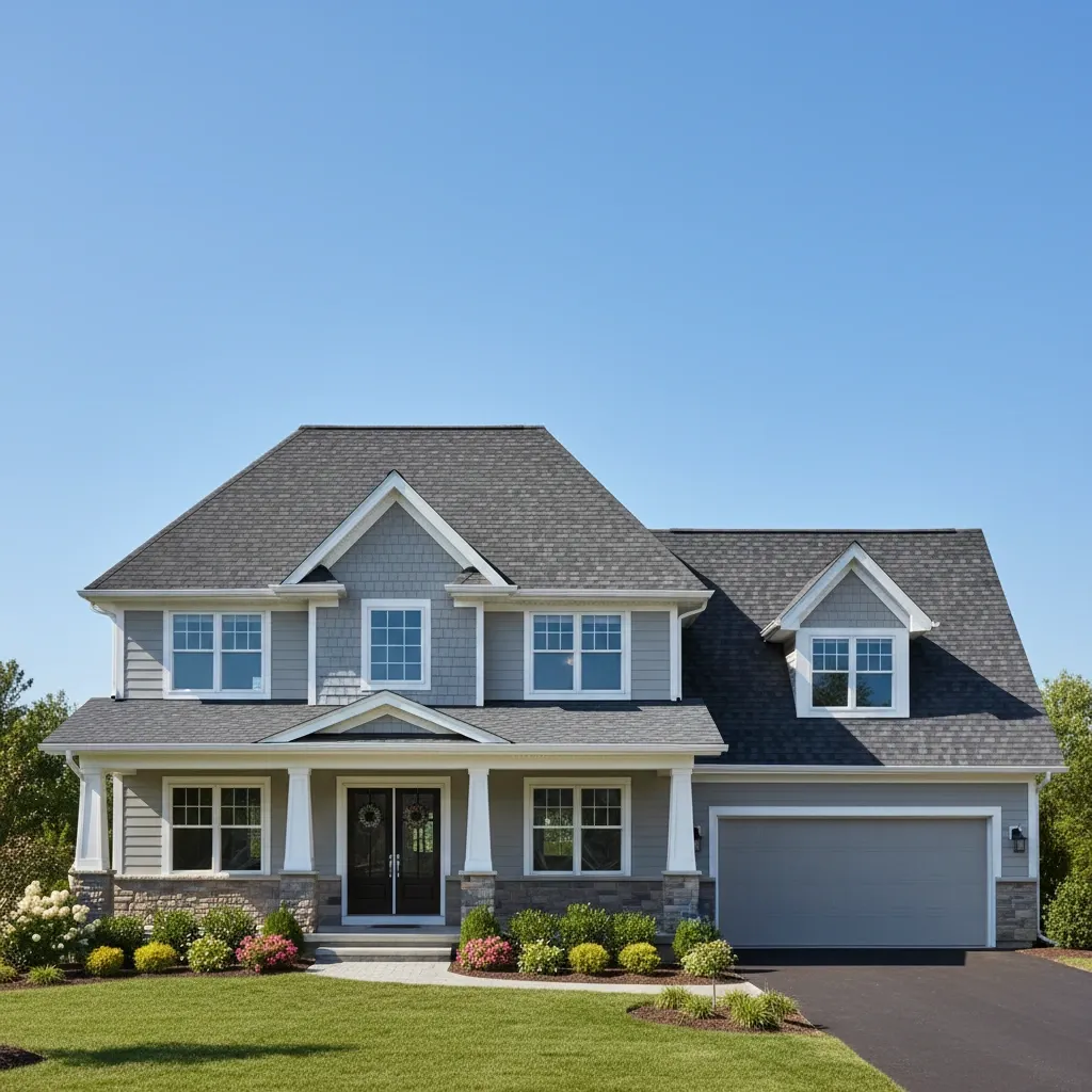 Home with a new dimensional architectural shingle roof