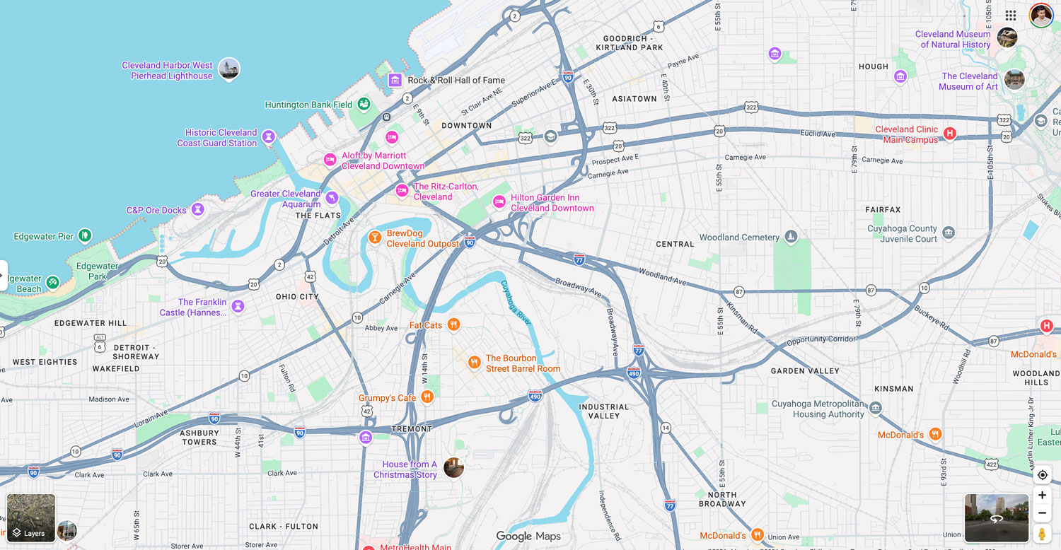 Map of the Cleveland service area